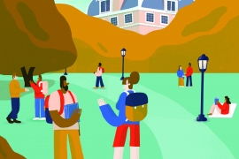Illustration of students at Swarthmore